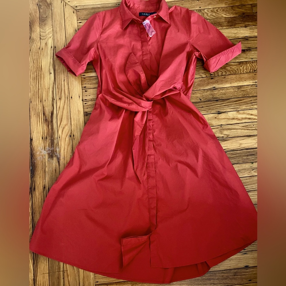 Elegant Red Shirt Dress